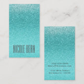 Aqua Zee Blue Glitter Sparkle Party Glam Elegant Visitekaartje (Voorkant / Achterkant)
