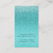 Aqua Zee Blue Glitter Sparkle Party Glam Elegant Visitekaartje (Achterkant)