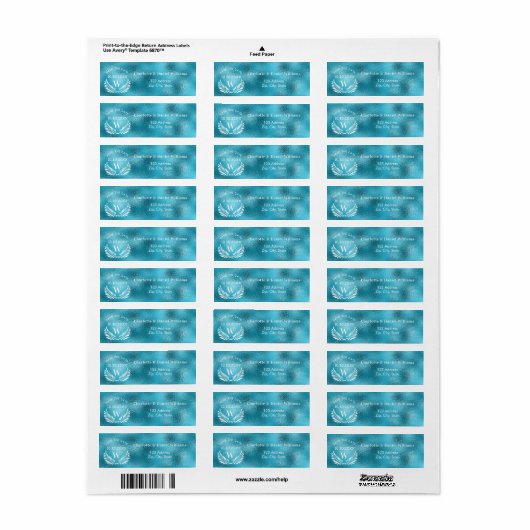 Aqua zee blue save date trouwadres retournering etiket (Full Sheet)