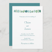 Aqua Zee Glass Wedding Invitation Kaart (Voorkant / Achterkant)