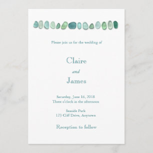 Aqua Zee Glass Wedding Invitation Kaart