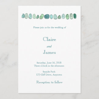Aqua Zee Glass Wedding Invitation Kaart