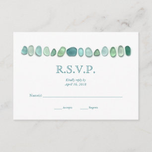 Aqua Zee Glass Wedding RSVP-kaart RSVP Kaartje