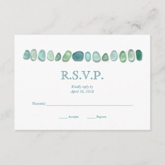 Aqua Zee Glass Wedding RSVP-kaart RSVP Kaartje