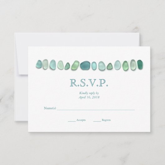 Aqua Zee Glass Wedding RSVP-kaart RSVP Kaartje (Voorkant)