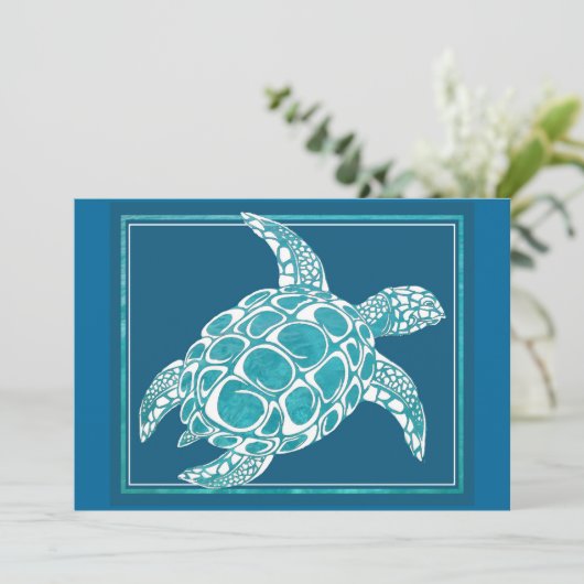 Aqua Zee Turtle Kaart (Staand voorkant)