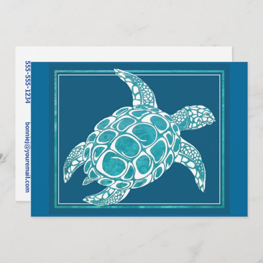 Aqua Zee Turtle Kaart (Voorkant / Achterkant)