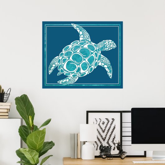 Aqua Zee Turtle Poster (Thuiskantoor)