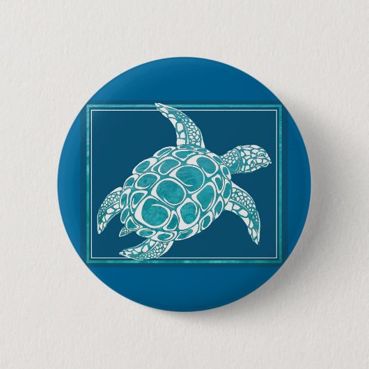 Aqua Zee Turtle Ronde Button 5,7 Cm (Voorkant)