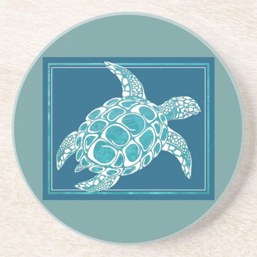 Aqua Zee Turtle Zandsteen Onderzetter (Voorkant)