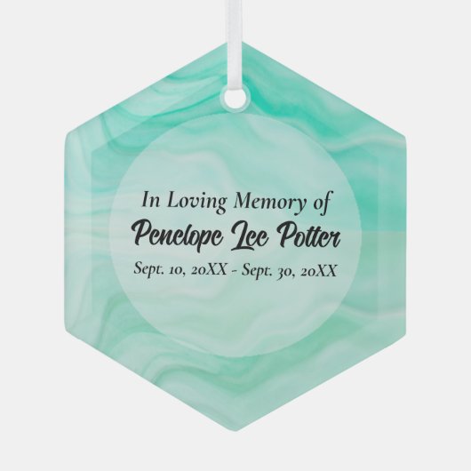 Aqua Zee Waves Memorial Keepslag Suncatcher Glas Ornament (Voorkant)