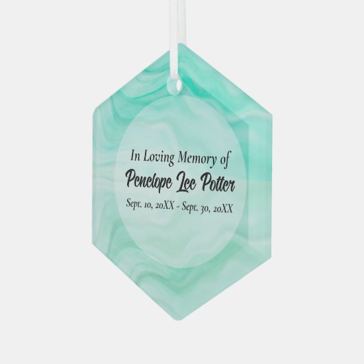 Aqua Zee Waves Memorial Keepslag Suncatcher Glas Ornament (Voorkant links)