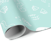 Aqua Zeeen en groeten Verpakkingspapier Cadeaupapier (Rol Hoek)