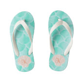 Aqua Zeemeermin Schalen | Seashell Aangepast Initi Kinder Teenslippers (Voetbed)