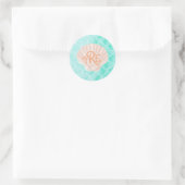 Aqua Zeemeermin Schalen | Seashell Monogram Ronde Sticker (Tas)