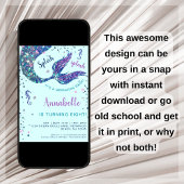 Aqua Zeemeermin Staart Onder Het Zee Verjaardag Kaart