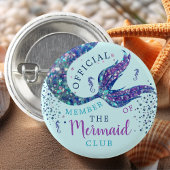 Aqua Zeemeermin Verjaardagsfeestje Favor Button