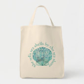 Aqua Zeeschelp Tote Bag (Voorkant)