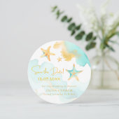 Aqua Zeestervis Nautisch Strand Bruiloft Save the  Save The Date (Staand voorkant)