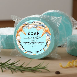 Aqua zelfgemaakte zee zout zeep label