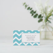 Aqua Zig Zag Chevron Patroon Bellen Kaarten (Staand voorkant)