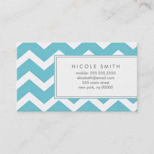 Aqua Zig Zag Chevron Patroon Bellen Kaarten (Voorkant)