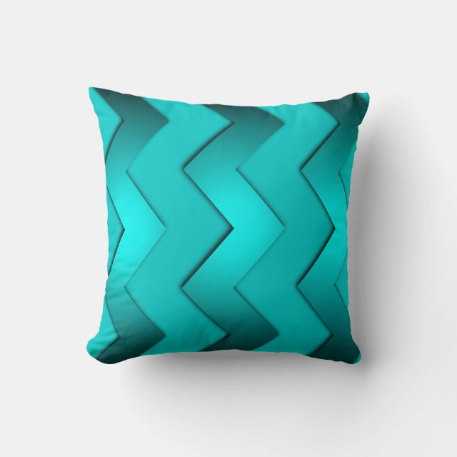 Aqua Zig Zag Design Kussens (Voorkant)