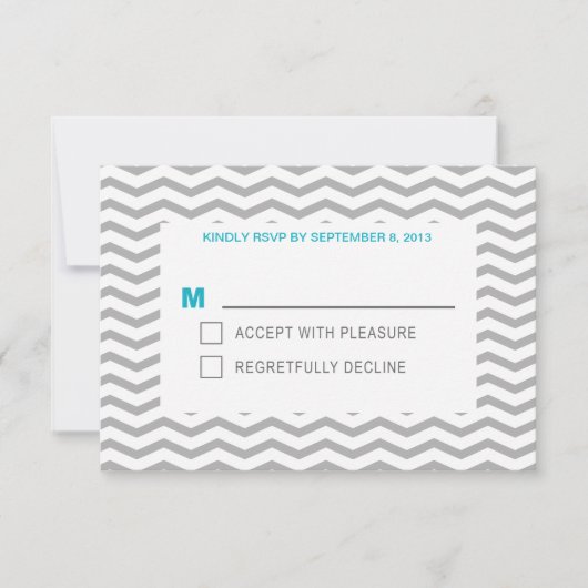Aqua Zig Zag RSVP Kaart (Voorkant)