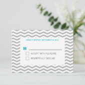 Aqua Zig Zag RSVP Kaart (Staand voorkant)