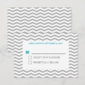 Aqua Zig Zag RSVP Kaart (Voorkant / Achterkant)