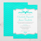 Aqua Zigzag Wedding Invitations Kaart (Voorkant / Achterkant)