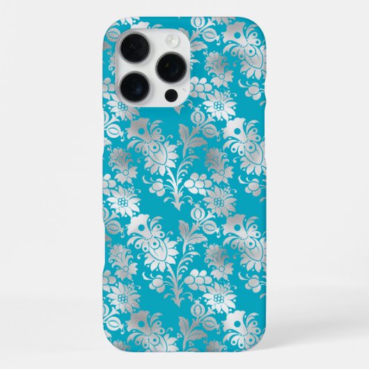 Aqua Zilver Bloem iPhone Hoesje (Achterkant)