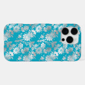 Aqua Zilver Bloem iPhone Hoesje (Achterkant horizontaal)