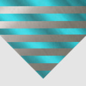 Aqua & Zilveren Diagonale Streep Kerst- Tissuepapier (Detail)