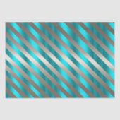 Aqua & Zilveren Diagonale Streep Kerst- Tissuepapier (Voorkant)
