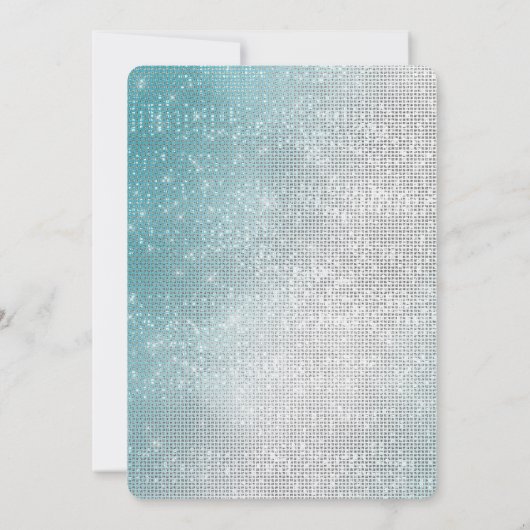 Aqua Zilveren Glam Glitz Parel Bruiloft Kaart (Achterkant)