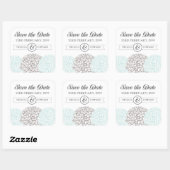 Aqua Zinnia Flowers Save the Date Stickers (Vel)