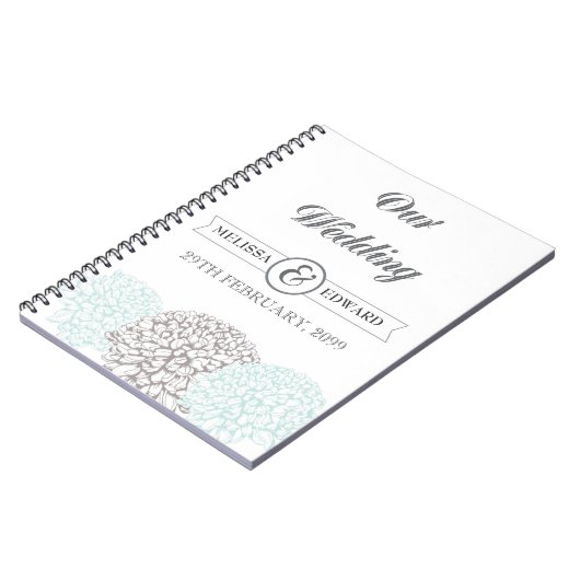 Aqua Zinnia Wedding Spiral Note Book Notitieboek (Linkerzijde)