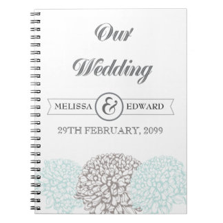  Aqua Zinnia Wedding Spiral Note Book Notitieboek