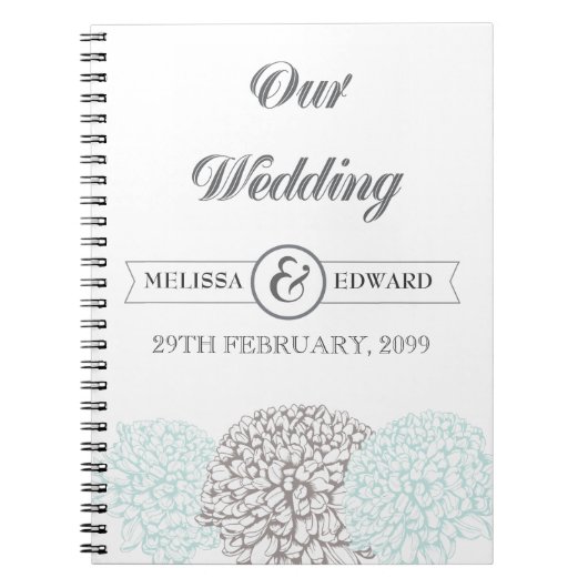  Aqua Zinnia Wedding Spiral Note Book Notitieboek (Voorkant)