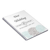 Aqua Zinnia Wedding Spiral Note Book Notitieboek (Rechterzijde)