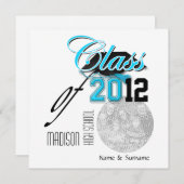 Aqua zwart afstuderen "klasse van" sjabloon kaart (Voorkant / Achterkant)