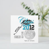 Aqua zwart afstuderen "klasse van" sjabloon kaart (Staand voorkant)