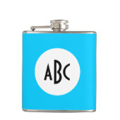 Aqua Zwart en Wit Monogram Heupfles (Voorkant)