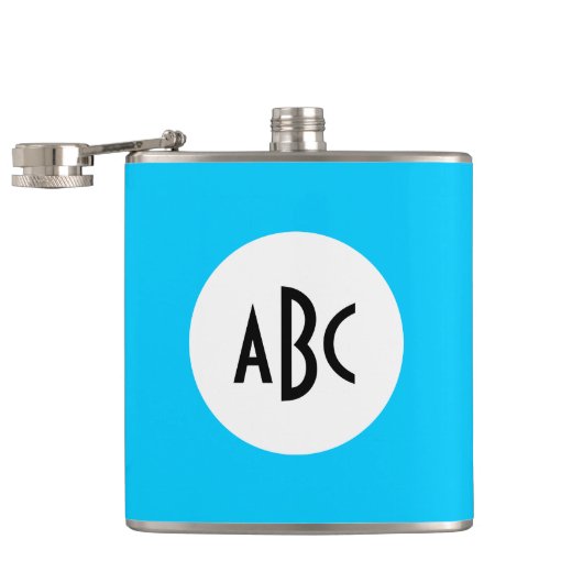 Aqua Zwart en Wit Monogram Heupfles (Geopend)