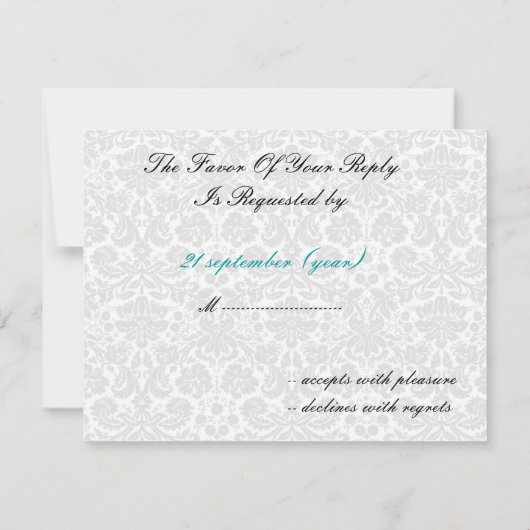 Aqua, zwart en wit RSVP-kaarten RSVP Kaartje (Achterkant)