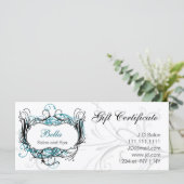 aqua-, zwart- en witte grafische cadeaubonnen (Staand voorkant)
