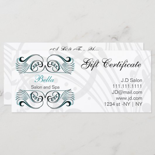 aqua-, zwart- en witte grafische cadeaubonnen (Voorkant / Achterkant)