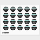 Aqua Zwart/Wit Kroonluchter Save the Date Stickers (Vel)