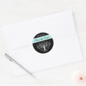 Aqua Zwart/Wit Kroonluchter Save the Date Stickers (Envelop)